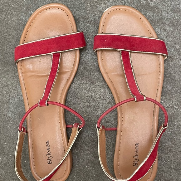 Style & Co Red Suede Sandals 7.5 - Picture 5 of 7